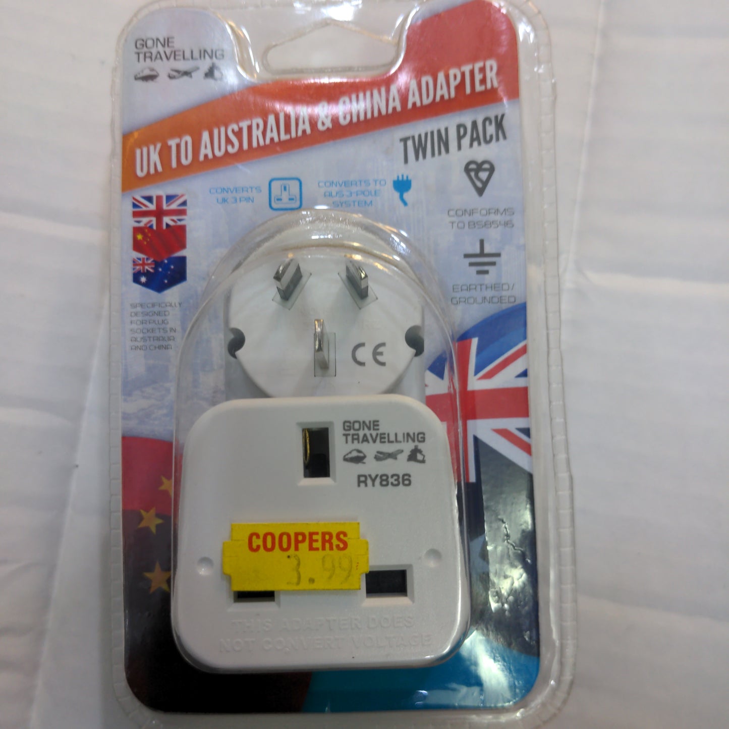 Adaptateur double pack Royaume-Uni vers Australie et Chine