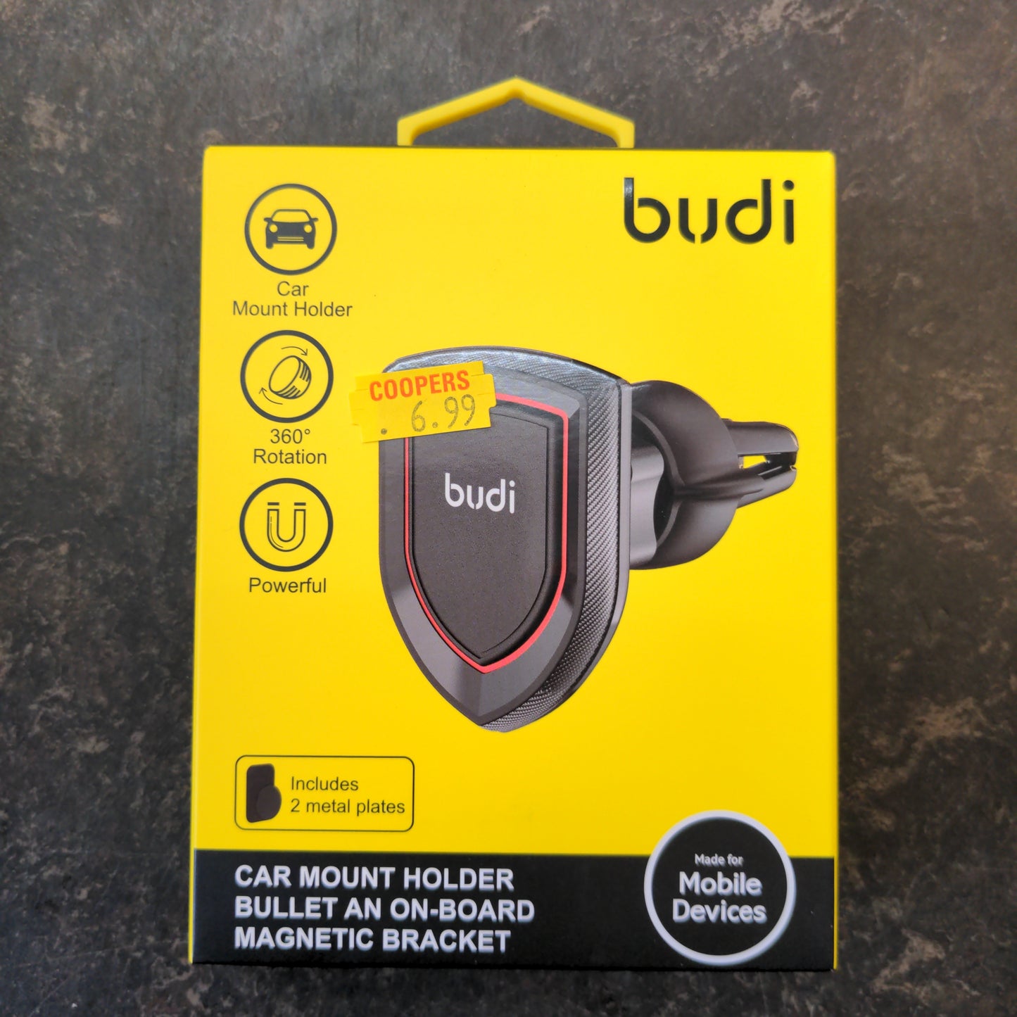 Support de téléphone de voiture Budi pour grille d'aération