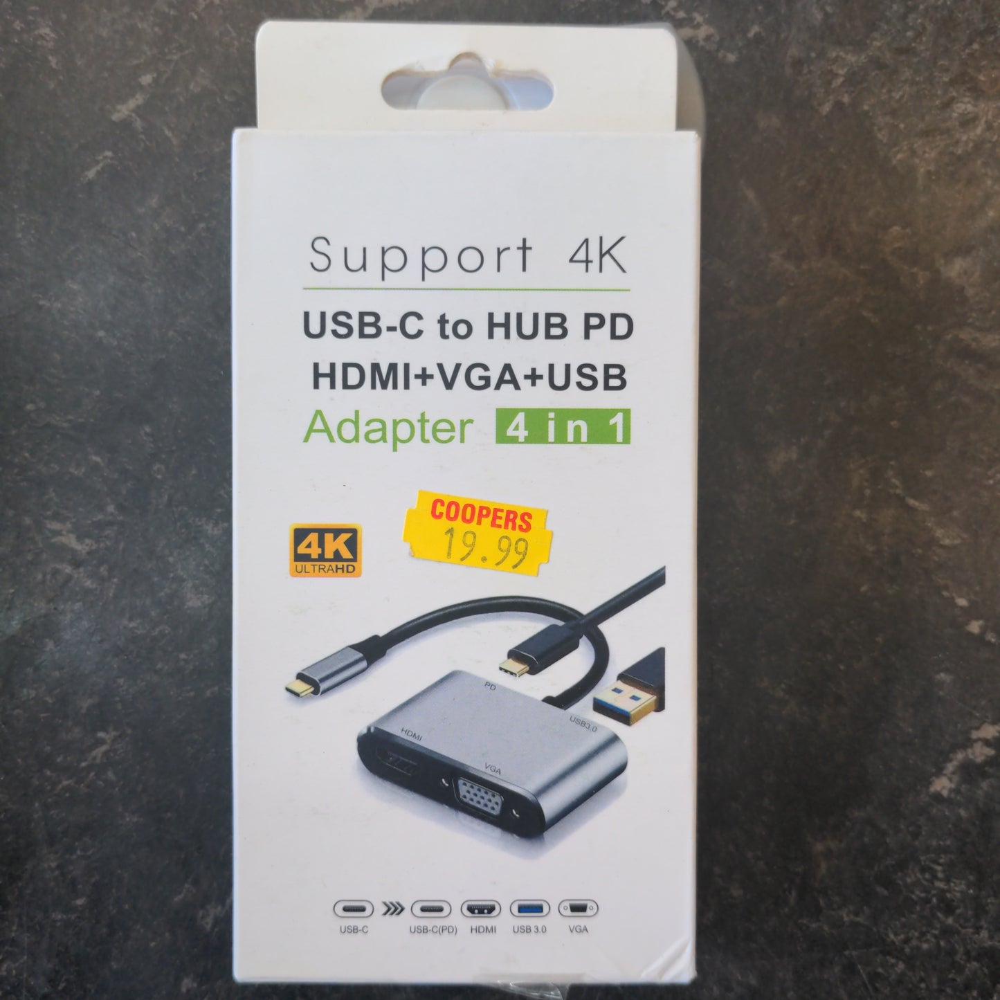 USB -C to Hub PD HDMI+VGA+ USB ADAPTER 4 IN 1