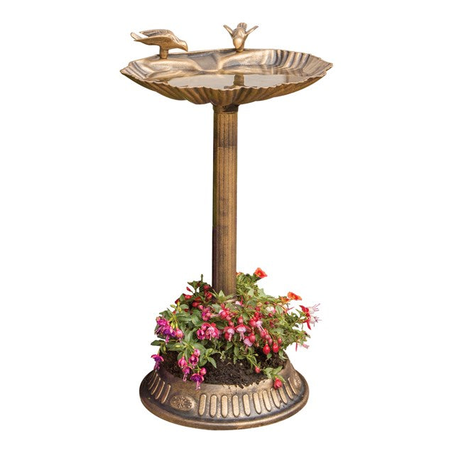 Clam Shell Bird Bath with Built-in Base Planter