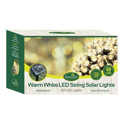 50 LED Solar String Lights - Warm White