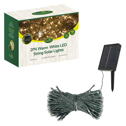 2PK - 200 LED Solar Light - Warm White