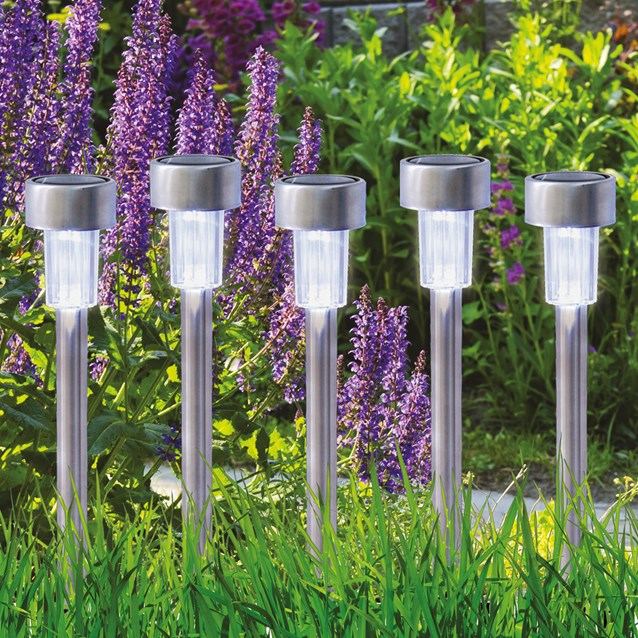 10PK S/S Bollard Solar Lights-White