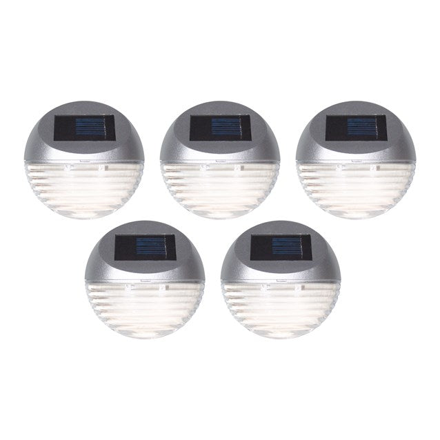 5PK Solar LED Fence Light - Silver