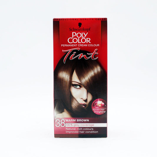 SCHWARZKOPF POLY TINT HAIR DYE MED WARM BROWN 38