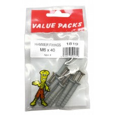 M6 x 40MM Hammer fixings screw's 8PK