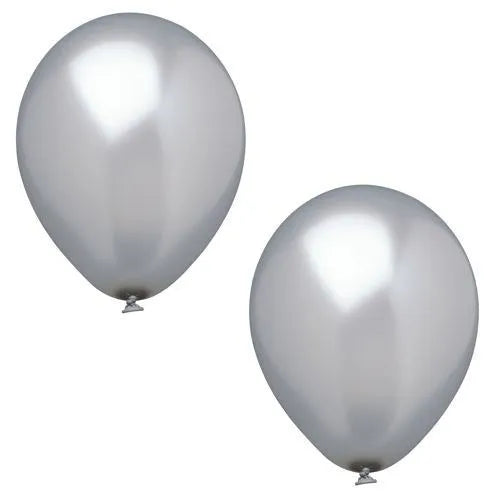 Silver Metallic Birthday Party Balloons 10 Piece Party Pack 25cm