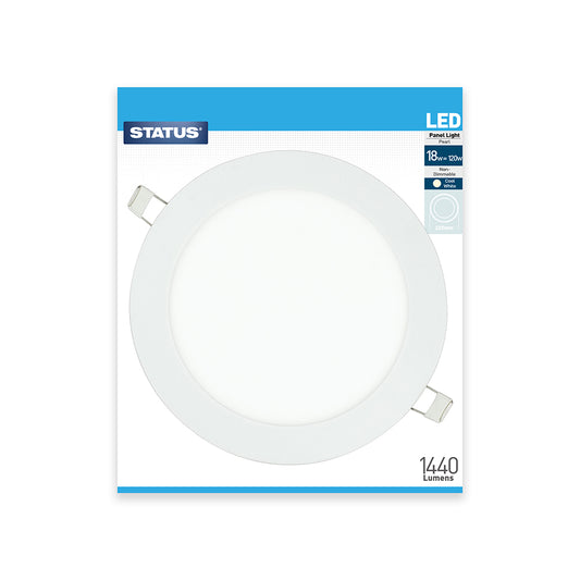 18w = 1440 lumens - Round Panel Light - Cool White - LED - 225mm - Pearl - 1 pk box