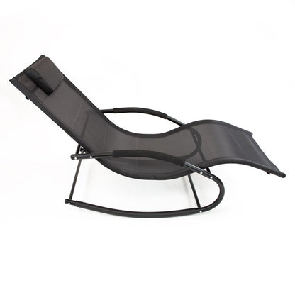 Garden Steel Textilene Rocking Lounge Chair-Black