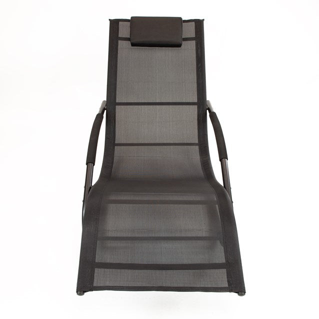 Garden Steel Textilene Rocking Lounge Chair-Black