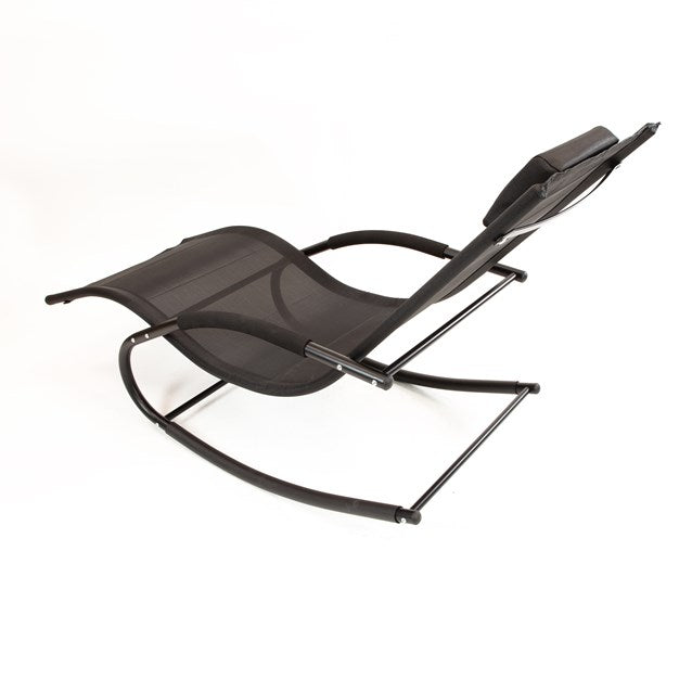 Garden Steel Textilene Rocking Lounge Chair-Black