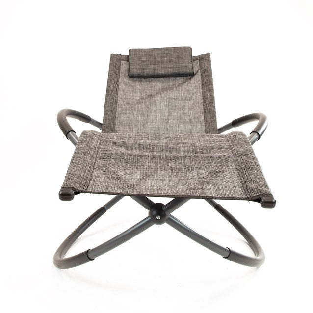 Louis Textile Rocking Lounger-Black & Grey