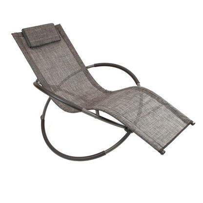 Louis Textile Rocking Lounger-Black & Grey