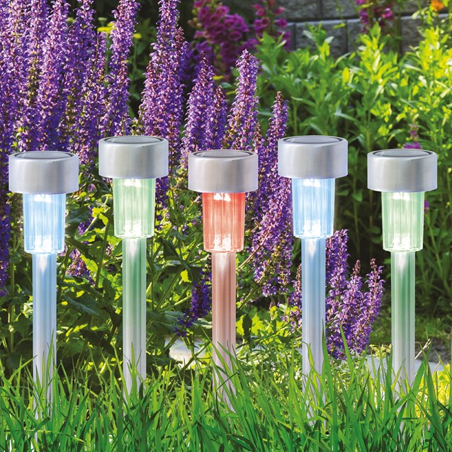 10pk S/S Bollard Solar Lights-colour