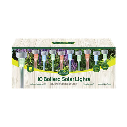 10pk S/S Bollard Solar Lights-colour