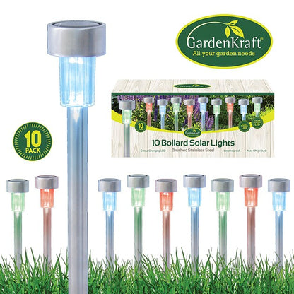 10pk S/S Bollard Solar Lights-colour