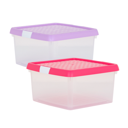 Wham® Clip 9.01 9L Box & Lid Clear Base Pink/Lilac Lids