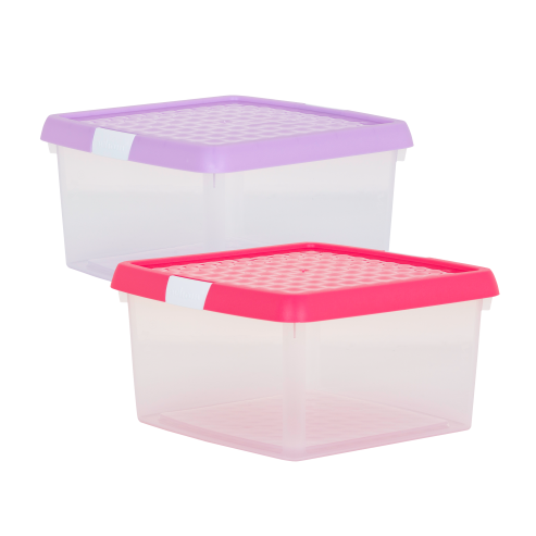 Wham® Clip 9.01 9L Box & Lid Clear Base Pink/Lilac Lids