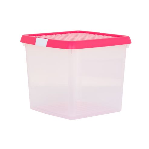 Wham® Clip 9.02 14L Box & Lid Clear Base Pink/Lilac Lids