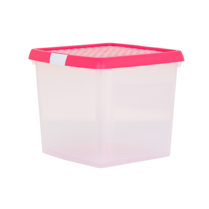 Wham® Clip 9.02 14L Box & Lid Clear Base Pink/Lilac Lids