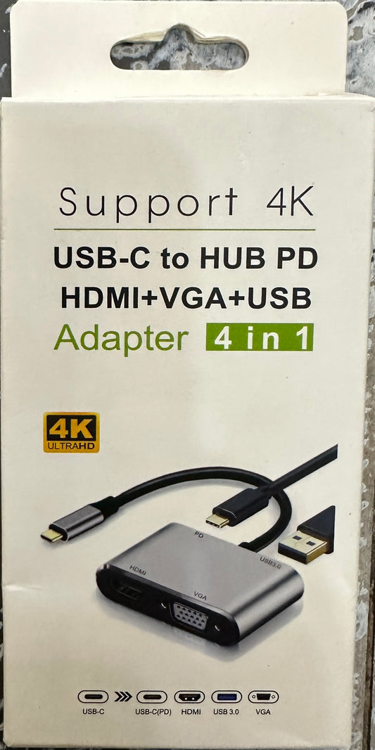 USB-C to HUB PD HDMI+VGA+USB 4 in 1