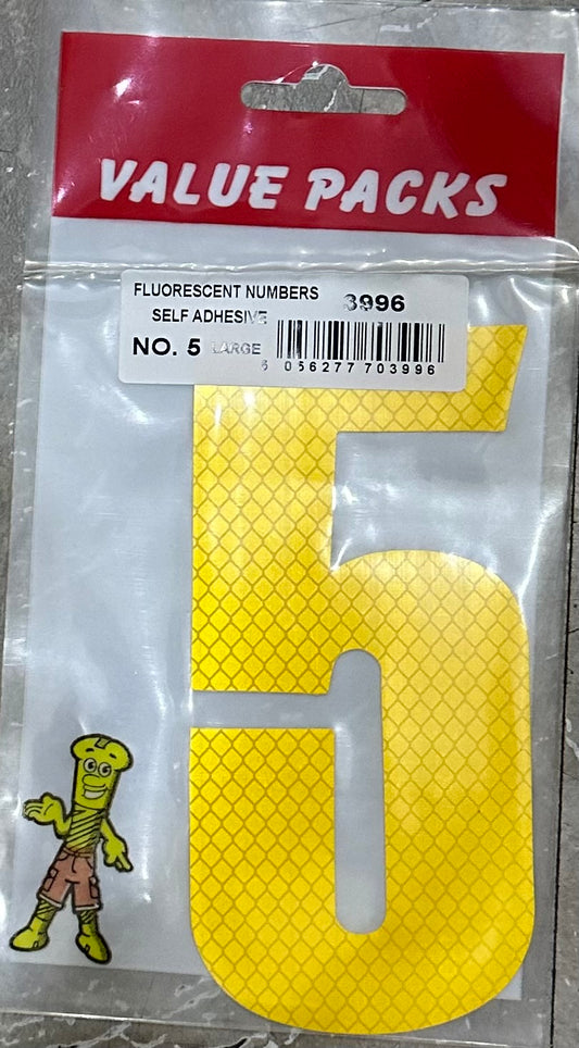 N°5 Grand Chiffre Fluorescent Autocollant