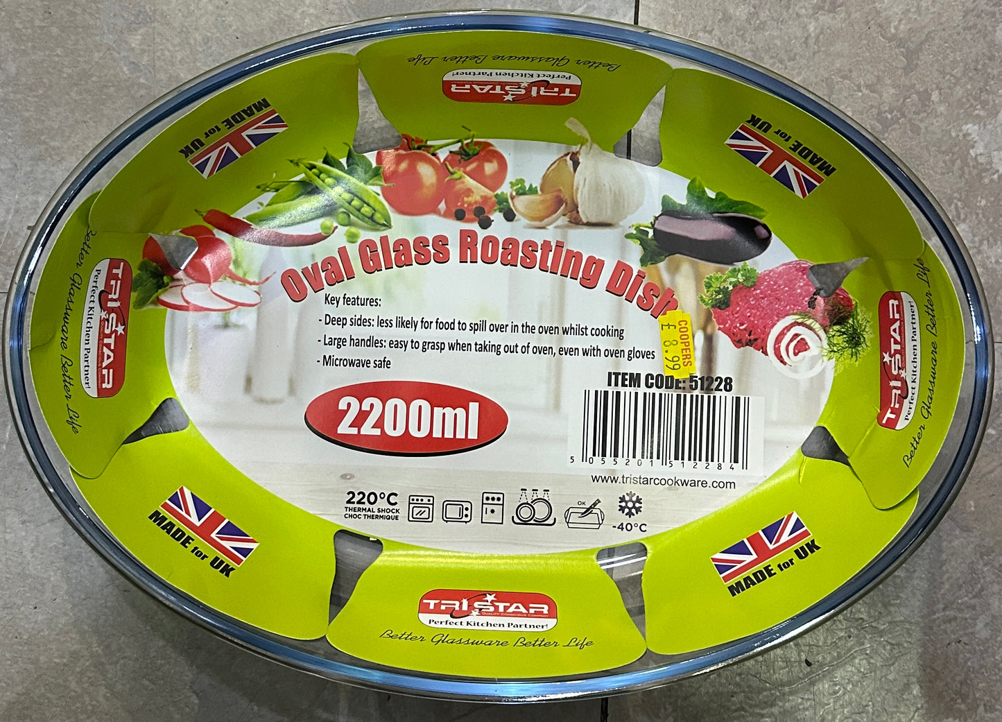 Plat de cuisson ovale en verre 2200 ml