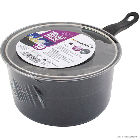 Casserole à lait de qualité supérieure de 18 cm avec couvercle en verre et poignée noire élégante - Idéale pour une cuisson de précision
