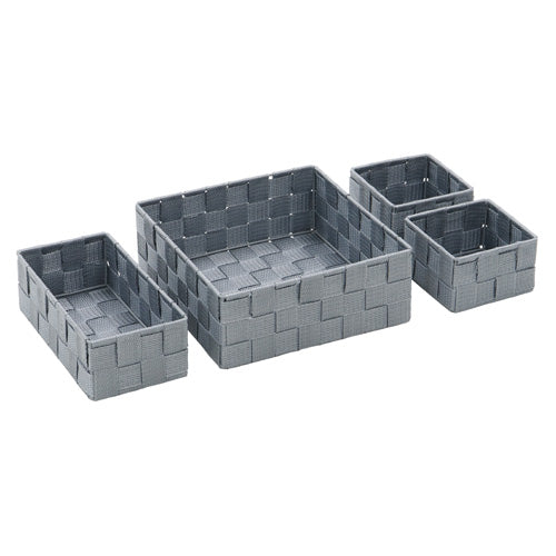 Organisez avec style grâce aux 4 paniers de rangement en nylon assortis Vichy.