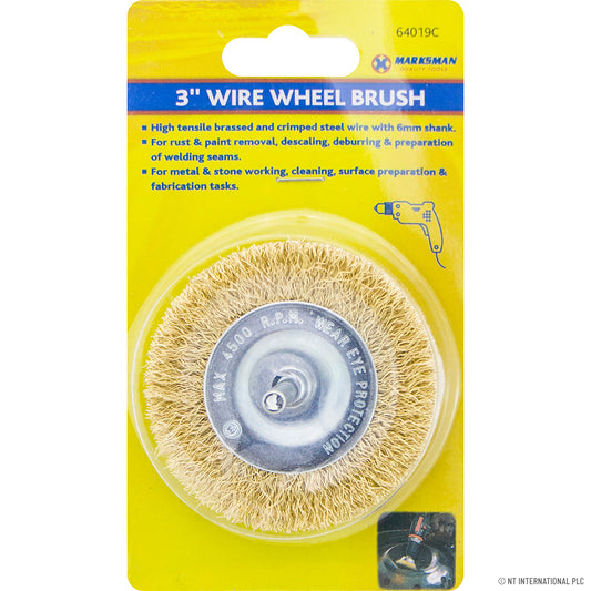 3" Wire Wheel Brush - Efficient Metal Cleaning Tool - Durable Wire Bristles - Ideal for Rust Removal and Surface Prep