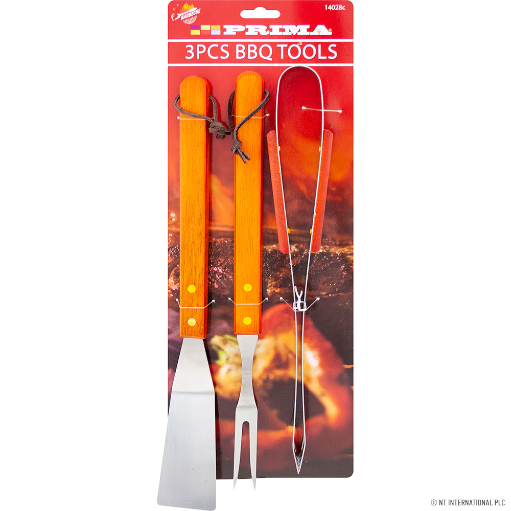 Lot de 3 ustensiles de barbecue - Poignée en bois de qualité supérieure pour des barbecues parfaits