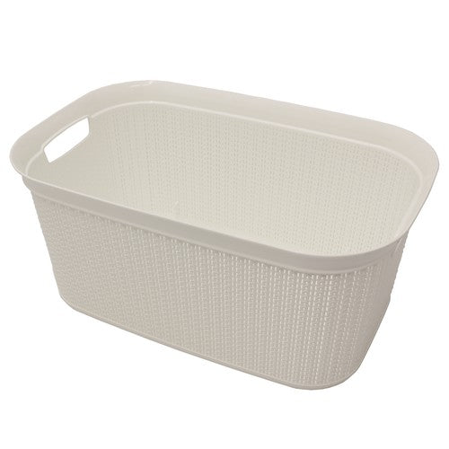 Panier à linge rectangulaire élégant 38L blanc ivoire - Organisez avec élégance.