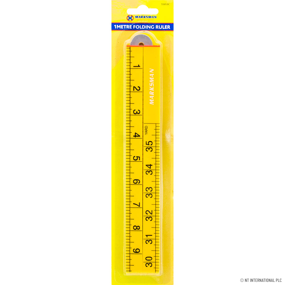 Versatile 1m Folding Ruler On Card - Explore Precision in Yellow