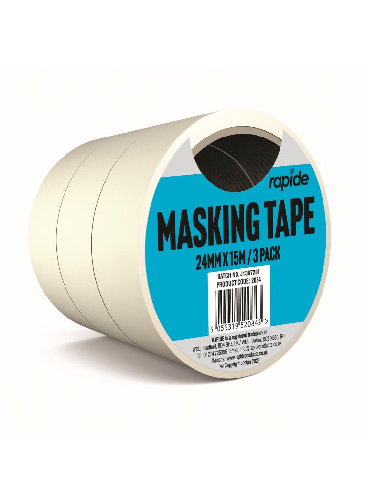 Premium Masking Tape 24mm x 15m 3PK - High-Quality Adhesive for Clean and Precise DIY Projects