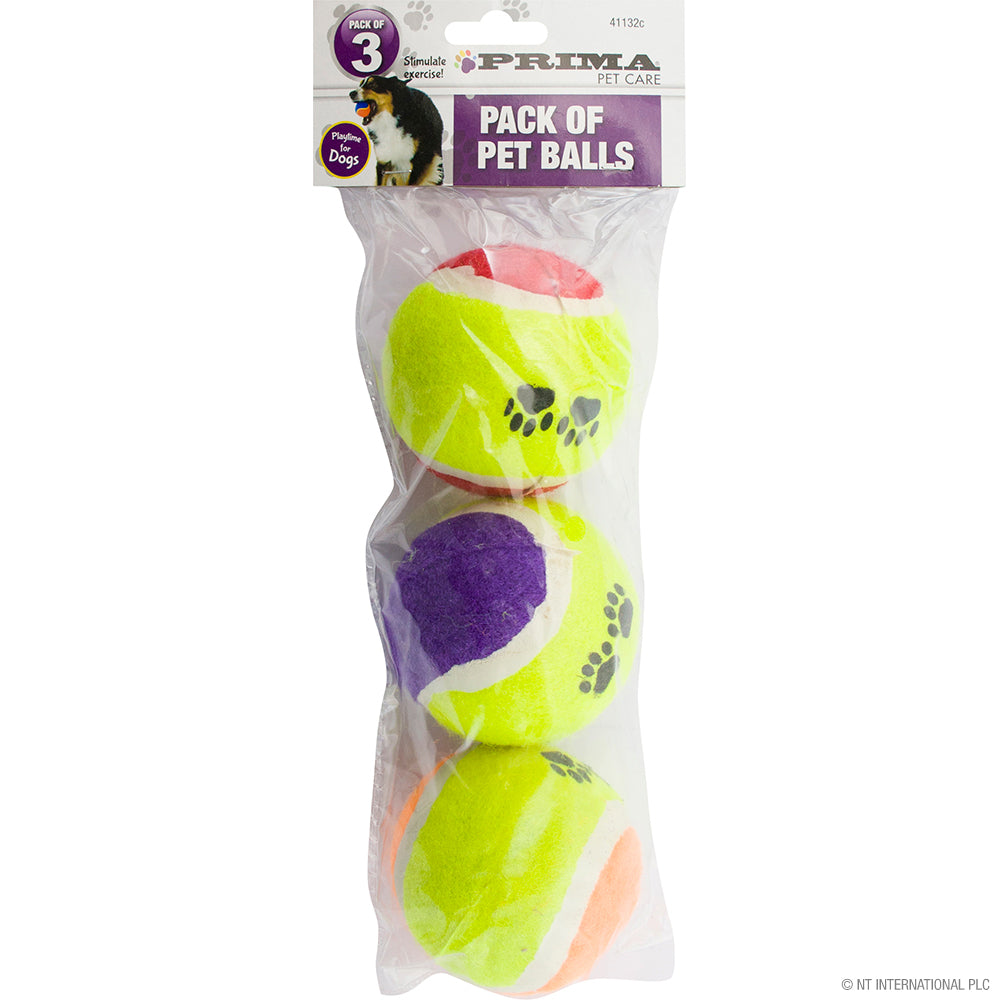 3-Pack Pet Play Tennis Balls: Durable & Fun for Your Furry Friends.