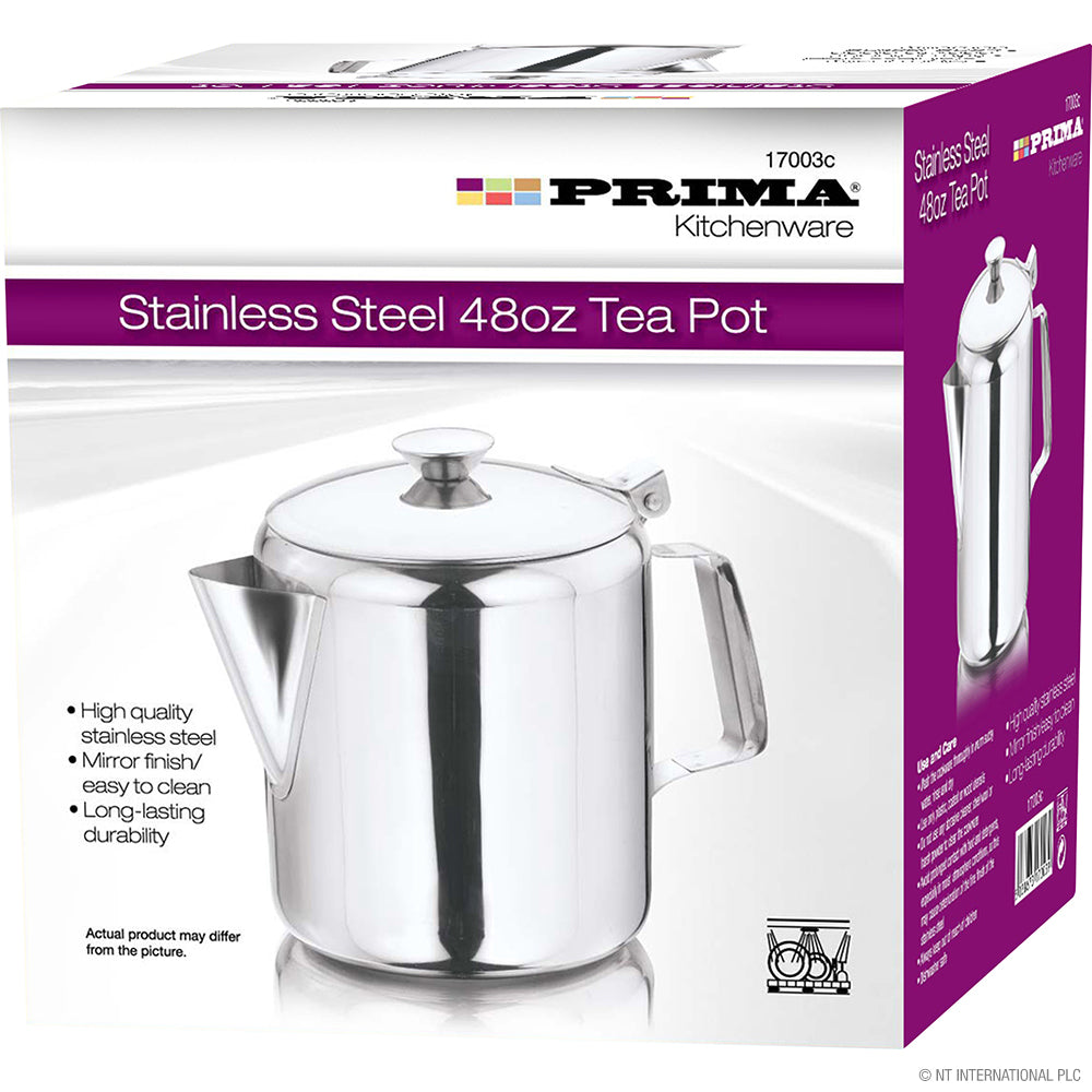 48oz Tea Pot - Stainless Steel 1400ml - Elegant Colour Box Packaging