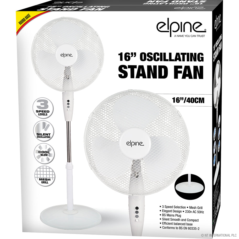 Optimisez votre confort avec notre ventilateur sur pied de 40 cm - Socle rond élégant en blanc.