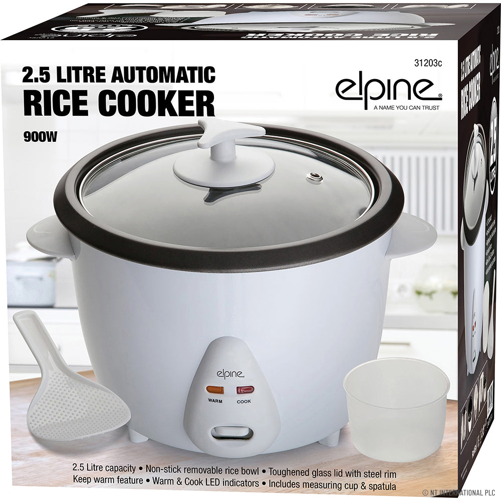 Cuiseur à riz efficace de 2,5L 900W - Simplifiez la cuisine avec précision - Blanc.