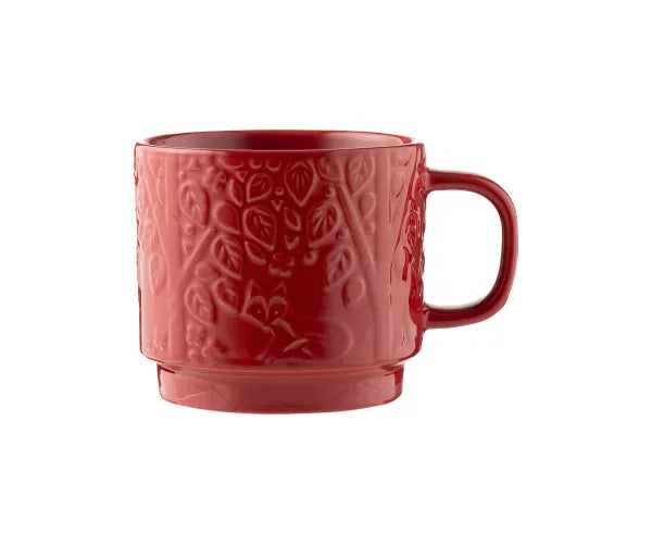 Dans la Forêt Tasse Rouge 300ml Charme Rustique pour votre Boisson du Matin