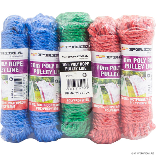 Corde à linge résistante en polypropylène de 10 m (Paquet de 5) | Achetez les meilleures cordes de qualité