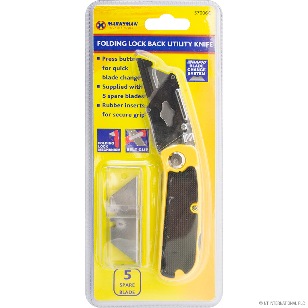 Versatile Folding Lock Back Knife with 5 Spare Blades - Essential Tool for Precision and Convenience