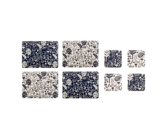 Optimisez votre expérience culinaire avec notre ensemble de 8 sets de table et sous-verres Woodland.