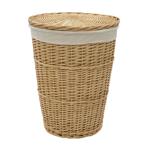 Panier à linge rond Acacia en osier - Miel : une solution de rangement élégante.