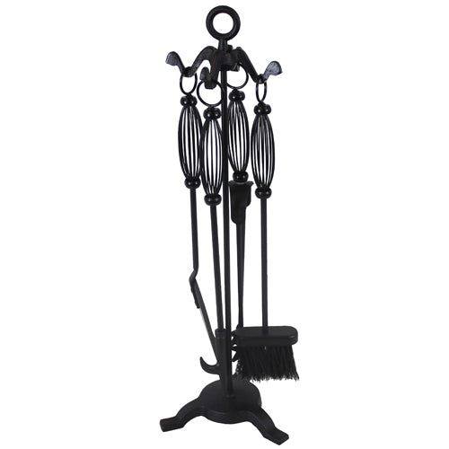 Upgrade Your Fireplace with Pennine 4 Piece Companion Set + Stand - Black .