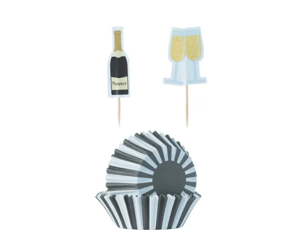 48 Prosecco Cupcake Case & Toppers