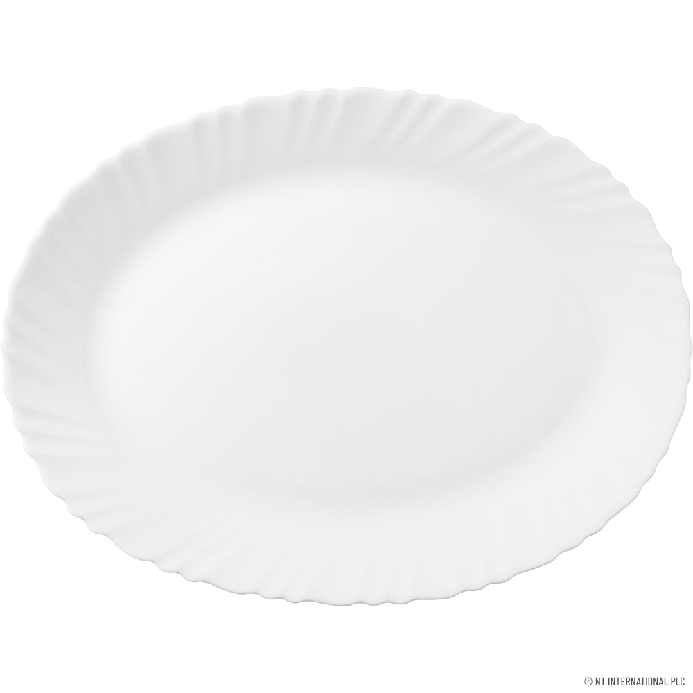 Elevate Your Dining Experience with the Classique Oval Platter in Plain White .