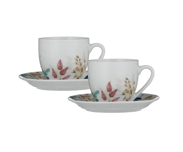Ensemble de 2 tasses et soucoupes Meadow en porcelaine élégante