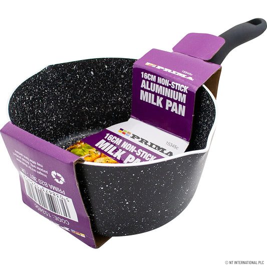 Casserole à lait premium 16cm à pois noirs et fond induction - Ustensile de cuisson élégant et efficace pour votre cuisine