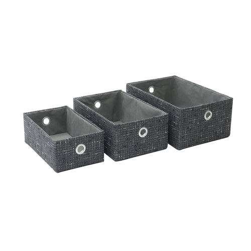 Organisez avec style : Ensemble Shadow de 3 paniers de rangement rectangulaires en tissu.