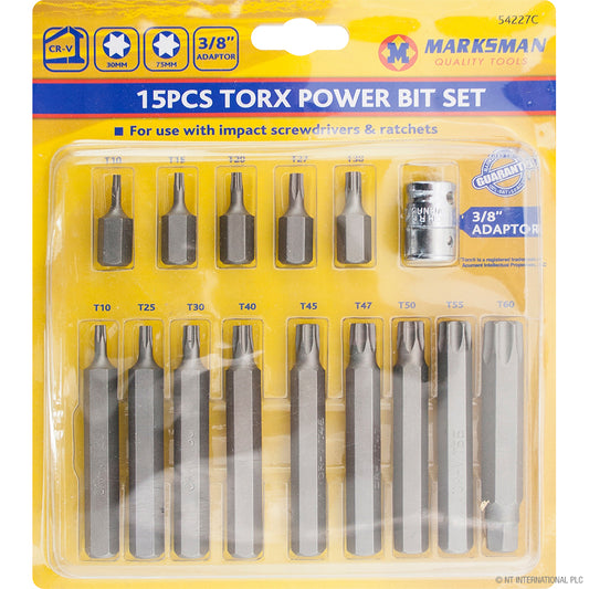 15pc Torx Power Bit Set - Blister for Superior Performance